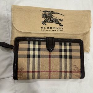 Burberry Beige and Black Check Wallet